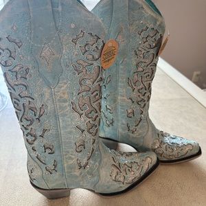 Baby Blue and Glitter Cowboy Boots